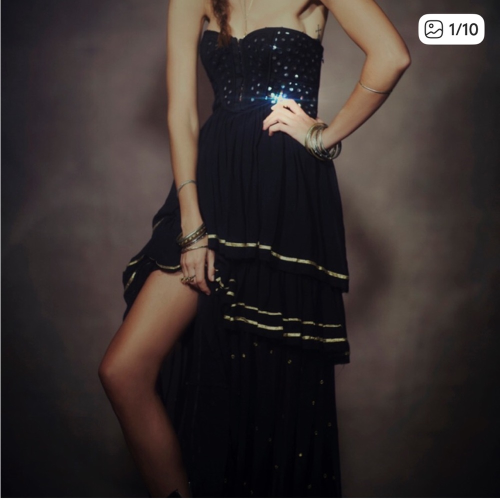 strapless corset Mini + floor length dress, Free People 6 LIMITED EDITION